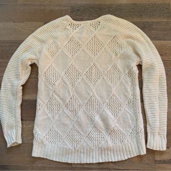 American Eagle Outfitters Crème Crew Neck Knitted Pullover Sweater Size Large - Picture 3 of 13